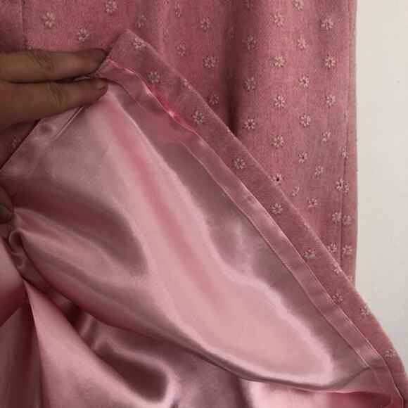 Lilly Pulitzer Pink Embroidered Floral Wool Skirt Size 8 - Picture 7 of 13